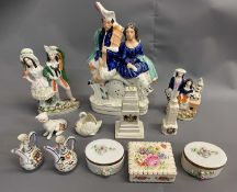 CHINA ASSORTMENT, to include crested-type ware, Staffordshire flatbacks (Scottish dancers),