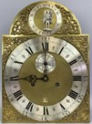LONGCASE CLOCK, BRASS DIAL & MOVEMENT, mid 18th Century, signed 'T Downs Louth', arched dial with