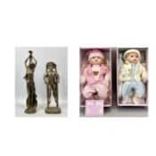 THE LEONARDO COLLECTION: BRONZE EFFECT COMPOSITE FIGURE OF A SEMI-NUDE FEMALE, 47cms H, another