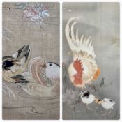 KOSON (1877-1945) original woodcut - published circa 1900, cockerel and chicks, 34 x 17.5cms and