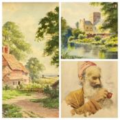 E RICHARDS circa 1900, watercolours, a pair - 'Glebe Farm, Surrey' and 'St Cross, Winchester',