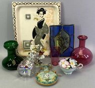 FRENCH FAIENCE FLASK SHAPED WALL POCKET, decorated with a swan and crown, signed 'Ulysse Blois E