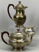 THREE-PIECE SILVER TEA SERVICE, Birmingham 1935, Jubilee marks Adie Brothers Ltd, comprising teapot,