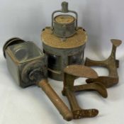 NAVAL MASTHEAD LAMP, painted battleship grey and stamped 'G P Ltd 1944', 29cms H, 19th Century brass