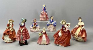 ROYAL DOULTON FIGURES (8) including 'Autumn Breezes' HN1936, 'Southern Belle' HN3229, 'Little Bo