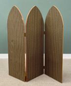 THREE-FOLD ARCHED TOP DRESSING SCREEN possibly Laura Ashley, in classically styled green, red and