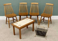 RETRO / VINTAGE FURNITURE PARCEL to include a tiled top coffee table, 41cms H, 71cms W, 39cms D, 4 x