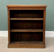 MAHOGANY DWARF BOOKCASE, with interior adjustable shelves, on a plinth base, 99cms H, 87cms W, 26cms