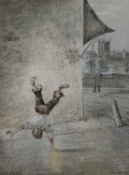 STANLEY HERDMAN pair of pen and ink / watercolours – Liverpool street urchins, entitled verso ‘St