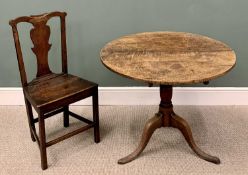 LARGE ANTIQUE OAK TILT TOP TRIPOD TABLE, 72cms H, 89cms diam. top, and a circa 1800 oak farmhouse