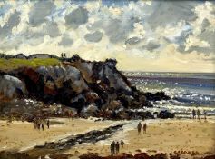 KEITH GARDNER RCA (b. 1933) oil on board - titled verso 'Porth Dafarch, Anglesey', signed lower