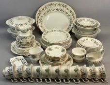 BURLEIGH WARE PART DINNER SERVICE, border decorated with leaves and flowers and with gilded rim,