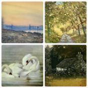 DAVID T WILLIAMS limited edition prints - (281/300) Menai Bridge, 35 x 57cms, (8/150) Woodland, 69.5