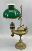 WILD & WERREL MODEL 1373 HARVARD-TYPE STUDENT'S LAMP, cast brass with ornate font supported by a