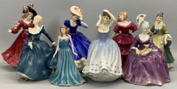 ROYAL DOULTON FIGURINES x 8, 'Elegance HN264', 'Sheila HN2742', 'Fragrance HN2334', 'Charlotte