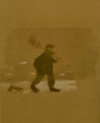 HAROLD RILEY mixed media - chimney sweep with dog, 28 x 22cms Provenance: private collection - see