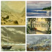 LAURA HART oil on board - titled verso 'Llanberis Pass', signed lower right, 58.5 x 90cms, M