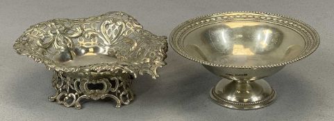 VICTORIAN & LATER SWEET MEAT DISHES x 2, London 1893, indistinct maker's mark, heart shaped