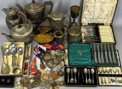 CASED CUTLERY, EPNS TEA WARE, RUNNING & MARATHON MEDALLIONS, and a mixed quantity of British and
