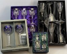 THOMAS WEBB BOX SET OF SIX CRYSTAL WINE GLASSES, 21cms H, Edinburgh Crystal boxed set of six wine