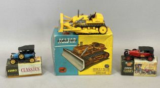 BOXED CORGI MAJOR TOYS, 1107 euclid TC-12 tractor with lever operated dozer blade, yellow body,