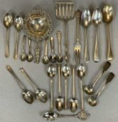 22-PIECES OF HALLMARKED SILVER & CONTINENTAL SILVER CUTLERY, 19 + 3 pieces respectively, Georgian