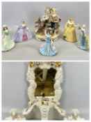 FRANKLIN PORCELAIN & COALPORT LADY FIGURINES & A CAPODIMONTE FIGURINE (6) together with