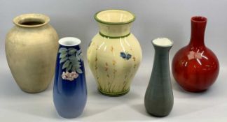 BERNARD MOORE FLAMBE BOTTLE VASE, signed to base, 30cms H, Royal Copenhagen vase, decorative flowers