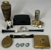 MIXED COLLECTABLES GROUP, to include a 9ct gold and fabric wristband having a central pierced letter