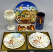 POOLE POTTERY: BARBARA FURSTENHOFER 'FOUR SEASONS' PLATE 'AUTUMN', 25.5cms diam., 2 x Delphis