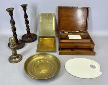 LATE 19TH CENTURY MAHOGANY PAINT BOX, fitted interior with marble mixing block and various