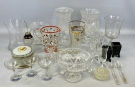 GEORGIAN HOBNAIL CUT GLASS PEDESTAL VASE, of thistle form, on square base, possibly Irish, 25.5cms