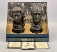 WEDGWOOD BLACK BASALT LIMITED EDITION (309/750) HM QUEEN ELIZABETH II & HRH DUKE OF EDINBURGH KG,