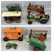 METAL SCALE MODEL STEAM TRACTION ENGINE, 31cms L, scale model steam traction roller, 33cms L, 3 x