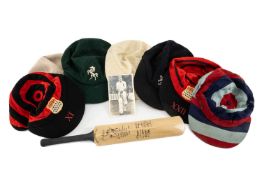 THE CRICKET CLUB HOUSE: CRICKET MEMORABILIA, including miniature souvenir bat and postcard