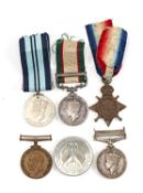 THE MILITARY CLUB HOUSE: FIVE VARIOUS BRITISH CAMPAIGN MEDALS & JUTLAND MEDALLION, including