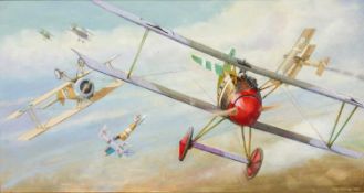 ‡ THE MILITARY CLUB HOUSE: RAY DAWES (20th Century) oil on board - 'Too Late for Poor Harry