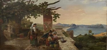 S ANDERSON (Victorian Continental School) classical style oil on canvas - depicting people upon a