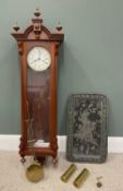 REPRODUCTION VIENNA-TYPE WALL CLOCK & AN EASTERN-STYLE METALLIC TRAY, the white clock dial set