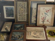 TEN VARIOUS EASTERN / ASIAN PICTURES / PAINTINGS & MOUNTED SILKS, to include a pair of panels