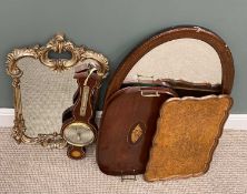 VINTAGE & LATER HOUSEHOLD FURNISHING ITEMS, comprising an inlaid mahogany reproduction barometer
