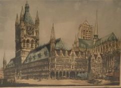 WILLIAM MONK (British, 1863-1937) etchings with colouring (3) - typical cathedral works, all