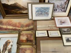 MIXED PAINTINGS & PRINTS GROUP, including L S LOWRY modern print - titled 'The Lancashire