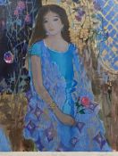 ‡ QUAN SUN (Contemporary Chinese, b. 1942) limited edition (218/350) lithograph print - titled 'Pink