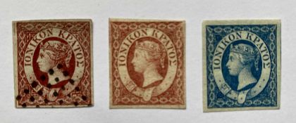 IONIAN ISLANDS - 1d Blue and 2D Carmine mint, no gum, 2d Carmine fine used, high cat