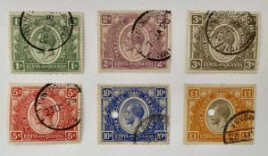 KENYA AND UGANDA, used SG No.s 87, 88, 90, 92, 94 and 95, fiscally used, 94 aand 95 with punch