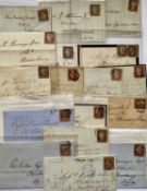 GREAT BRITAIN POSTAL HISTORY, 16 entires bearing Penny Reds, majority 4 margins, 2 with Maltese