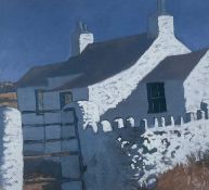 ‡ HUW JONES limited edition (26/50) colour print – whitewashed Welsh cottage in sunlight,