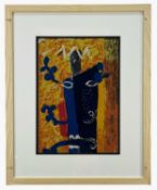 ‡ JOHN PIPER screenprint on cotton - entitled verso, 'Foliate Head', unsigned, 34 x 23cms