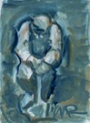 ‡ WILL ROBERTS gouache - entitled verso on Albany Gallery label 'Man with Hoe', signed with